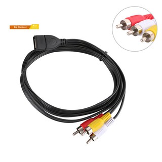 【Rac ) Usb 2 . 0 A Female To 3 Rca Male อุปกรณ์สายเคเบิ้ลเสียงวิดีโอ Av Pc Tv