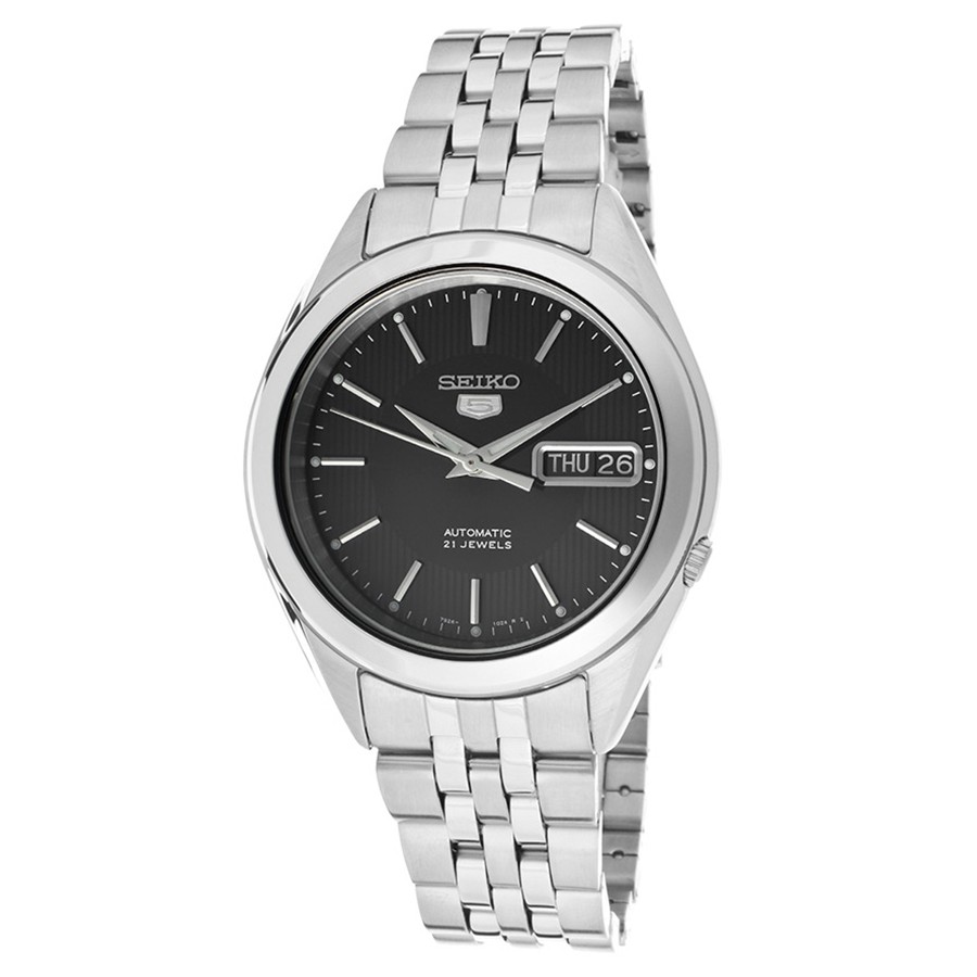 SEIKO 5 Automatic Men's Watch รุ่น SNKL23K1 - สีเงิน/สีดำ