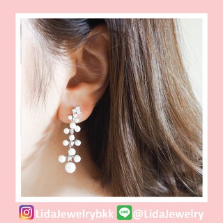 ต่างหูเงินแท้ มุกแท้ Diamond Pearl ♡Lida Jewelry ของขวัญ