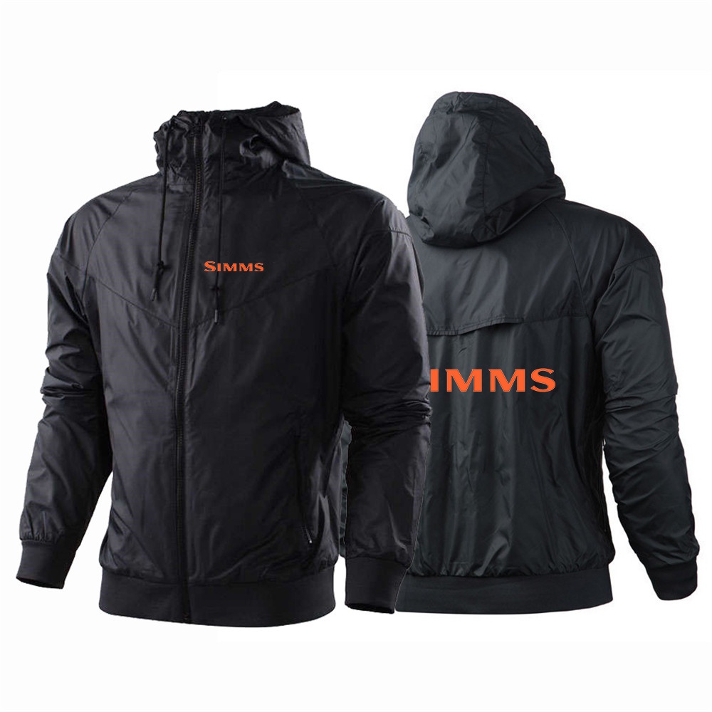 Simms Fishing 2022 Men's New Windbreaker Zipper Hoodies Waterproof Hooded Coats Jacket Outwear Harajuku Comfortable