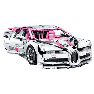 รถสปอร์ตดีไซน์สวยหรูระบบขับเคลื่อนสี่ล้อจำนวนตัวต่อ 3,618 ชิ้น lin07 block 007 bugatti chiron pink Version.