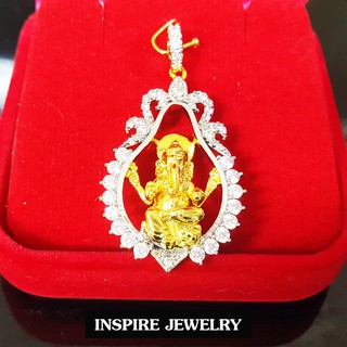 Inspire Jewelry จี้พระพิฒเนศฝังเพชร งานจิวเวลลี่ 2x3cm  เพชรสวิสเกรด AAA++ น้ำงาม เจียเหลี่ยม H&amp;A งานเกรดพรีเมี่ยม