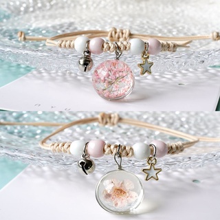 Flower Pendant Bracelets for Women Girls Ceramic Bangle Student Jewelry