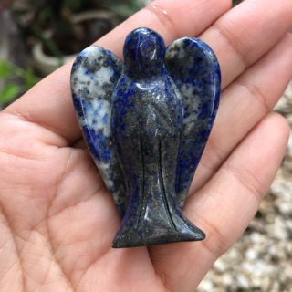 บ้านหินนางฟ้า : นางฟ้า "หินลาพิสลาซูลี" (Lapis Lazuli Angel Stone) 6 cm. หินธรรมชาติแท้