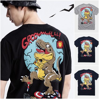 เสื้อยืดลาย รุ่น Dino กรม เทา ดำ ( ลิขสิทธิ์แท้ ) แขนสั้น เสื้อยืดชาย หญิง S M L XL 2XL  TS