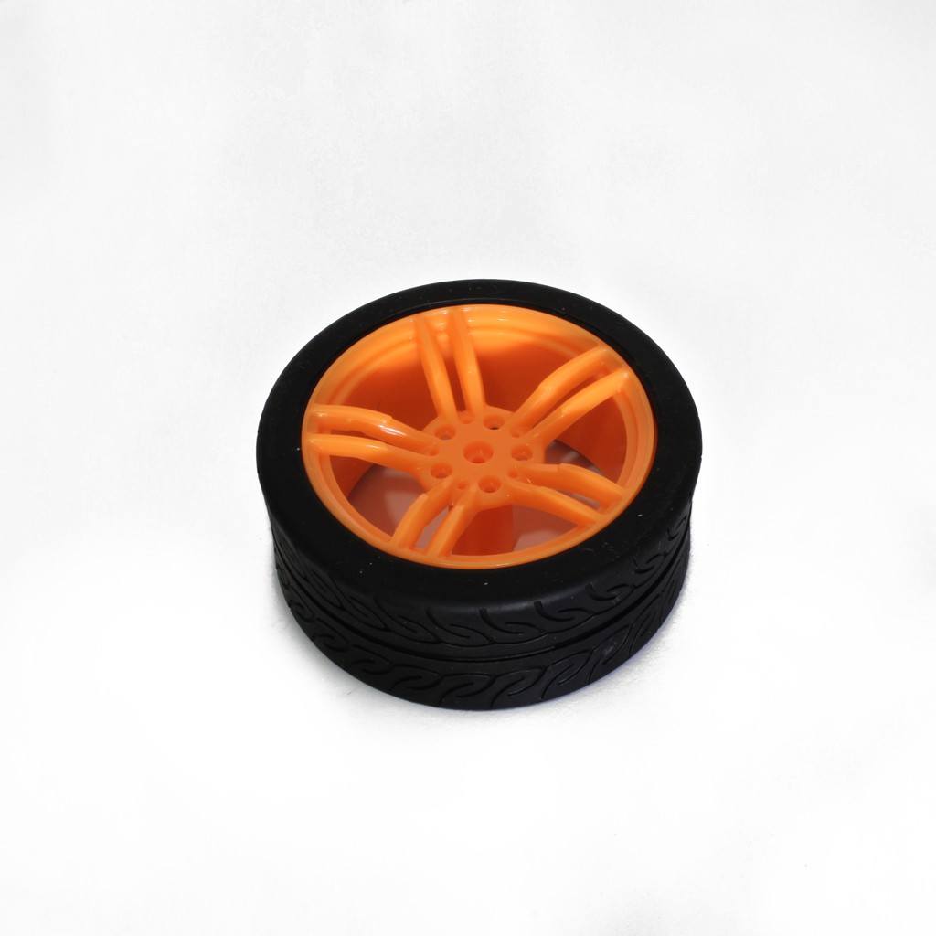 Rubber Wheel Robot 65 มม ล้อยาง ล้อหุ่นยนต์ ส้ม สำหรับ มอเตอร์เหลือง และ หุ่นยนต์ - รูปที่ 2