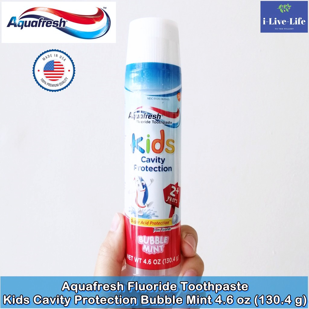 ยาสีฟันกันฟันผุ Fluoride Toothpaste Kids Cavity Protection Bubble Mint 130.4 g - Aquafresh