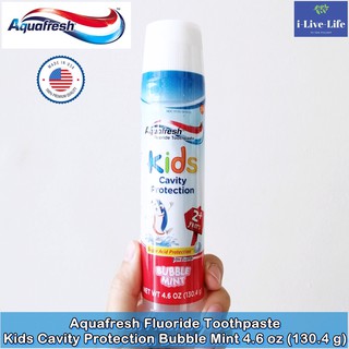 ยาสีฟันป้องกันฟันผุ Fluoride Toothpaste Kids Cavity Protection Bubble Mint 130.4 g - Aquafresh