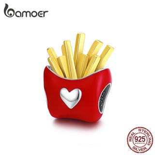 bamoer Delicious Fries  Metal Beads Sterling Silver 925 Enamel Charm fit Original Silver Bracelet DIY Jewelry make  SCC1606