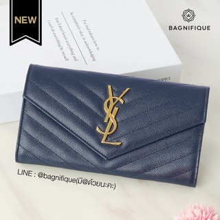 YSL Sarah Wallet Navy GHW