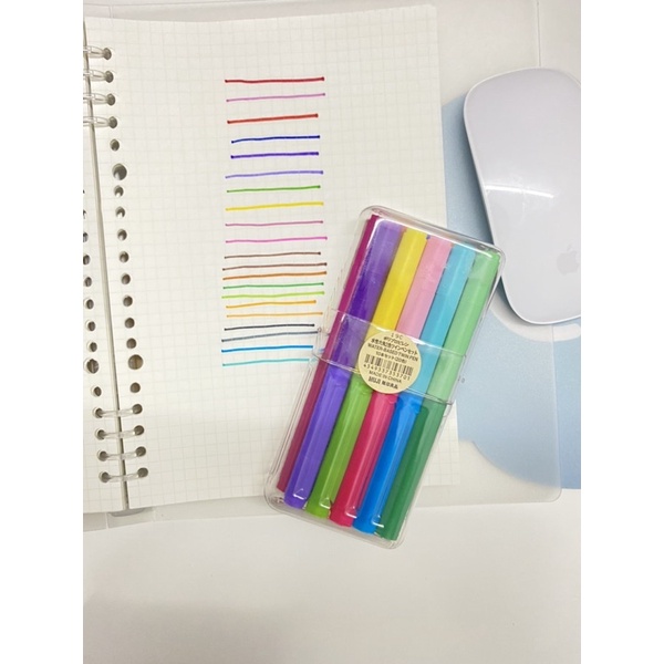 ปากกาMuji 10แท่ง 20 สี สีสันสดใส ใช้ขีดเส้นข้อความที่สำคัญ ใช้จดบันทึก หรือทำ mind map เพื่อเพิ่มการจดจำได้ดี