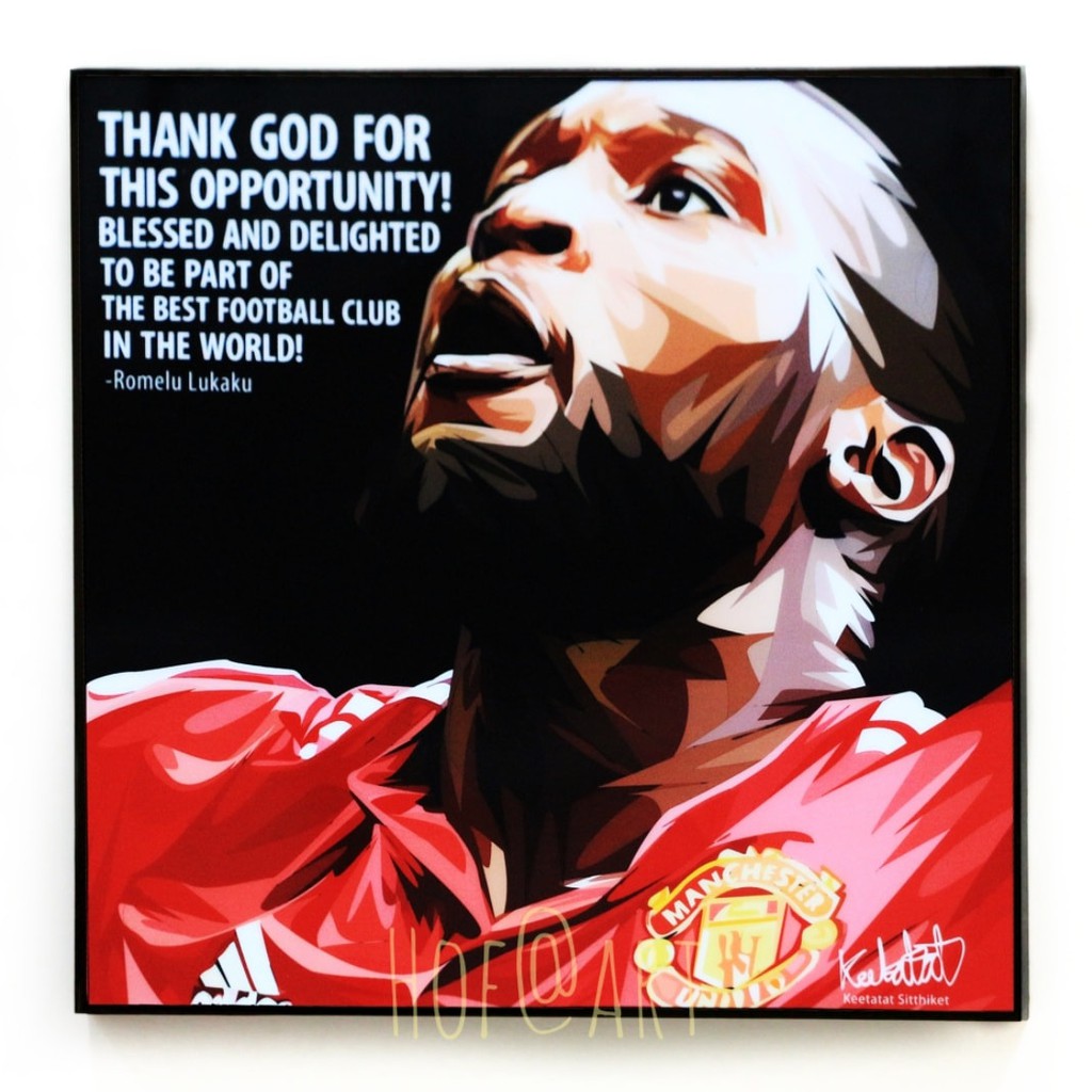 Romelu Lukaku โรเมลู ลูกากู Inter Milan แมนเชสเตอร์ แมนยู รูปภาพ​ติด​ผนัง​ pop art ฟุตบอล​ กรอบรูป​​