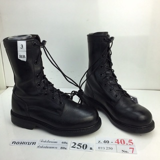 รองเท้าคอมแบท Combat shoes หนังสีดำ สภาพดี ทรงสวย มือสอง คัดเกรด ของนอก เกาหลี