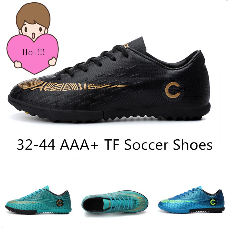 32-45 รองเท้าฟุตบอล รองเท้าสตั๊ดเด็กรองเท้าฟุตบอล TF Mercurial CR7 Futsal shoes