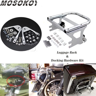 MD-สำหรับ Harley Touring Road King Electra Glide Street Road Glide 1997-2008รถจักรยานยนต์ชั้นวางกระเป๋าทัวร์ปากชั้นวางติ