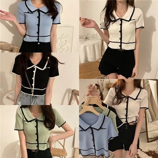 เสื้อยืด โปโล เอวลอย แต่งกระดุม XMM13