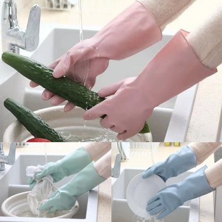 💦ถุงมือล้างจานทำความสะอาด 💦ถุงมือยืดหยุ่นกันน้ำ 1 คู่ Gloves รุ่น XSJ-500