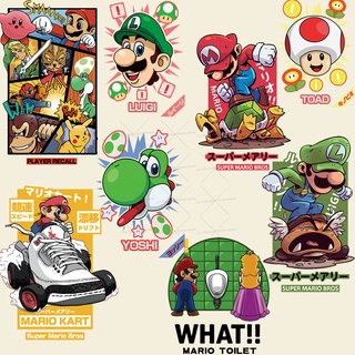 เสื้อยืด พิมพ์ลาย Super Mario Patches iron on - Direct Transfer Film สําหรับหน้ากากอนามัย