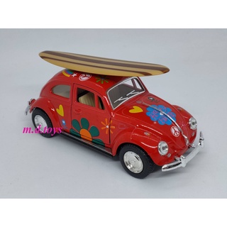 รถโมเดลเหล็ก 1967 Volkswagen Classical Beetle w/wooden surfboard โฟล์คเต่า มีกระดานโต้คลื่น