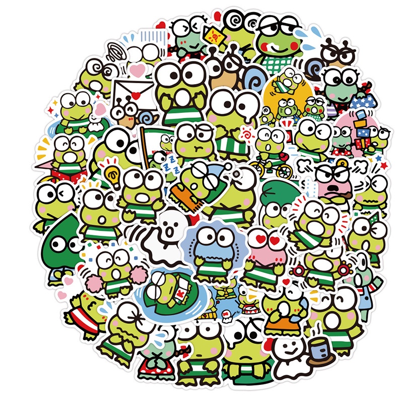 52pcs Keroppi Sanrio สติกเกอร์สําหรับเด็กกบ Memes สติกเกอร์กันน้ําสําหรับ Tumbler เคสโทรศัพท์ Journal