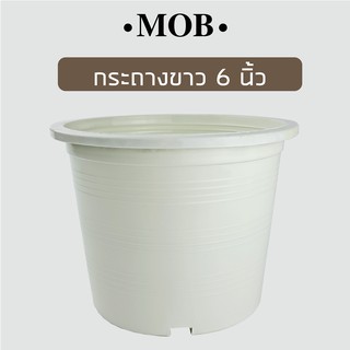 MOB กระถางขาวครีม 6 นิ้ว กระถางต้นไม้พลาสติก สีขาว สีขาวครีม สามารถใช้เป็น กระถางแขวน