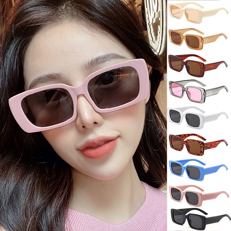 Sunglasses 28 บาท 【ขายส่ง】COD แว่นตากันแดด เจลลี่ ทรงสี่เหลี่ยม สไตล์เรโทร แฟชั่นสําหรับผู้หญิง Fashion Accessories
