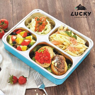 LUCKY HOME กล่องปิ่นโตถนอมอาหาร 4 ช่อง ใส่น้ำร้อนเพื่ออุ่นอาหารได้ HM-6546 (1.5 L)