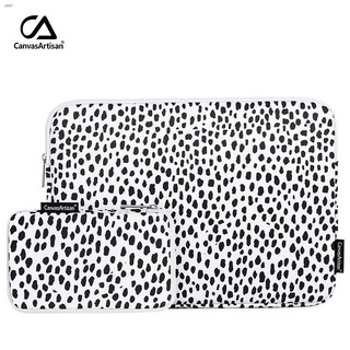 CanvasArtisan Black White Spot Laptop Sleeve Bag Set Waterproof Macbook Air Pro Tablet Cover Case with Matching Storage