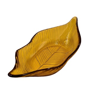 (05-G 490A) ชามเเก้ว ทรงใบไม้ Leaf-shaped glass bowl