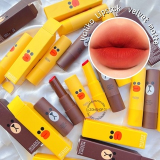 【การ์ตูนไลn์】ลิปสติก เนื้อแมทท์ กันน้ำ ติดทนนาน  Voliko Lipstck  velvet matte