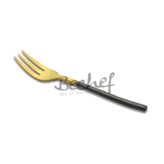 ส้อมเค้กสแตนเลส ส้อมเค้ก ส้อมผลไม้ ส้อมสแตนเลส Cake fork สีดำ-ทอง เกรด304 (2.2x15.7 ซม.)