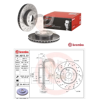 D09 A613 51 จานเบรค ล้อ F (ยี่ห้อ BREMBO) รุ่น HC UV Dr Benz W204 C200 250 ปี2011-2014 /Benz W212 E200 220, C207 E-Co...