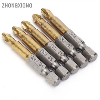 Zhongxiong Ph2 ชุดไขควงป้องกันการลื่นไถล 1/4 นิ้ว Hex Shank 50 มม 5 ชิ้น