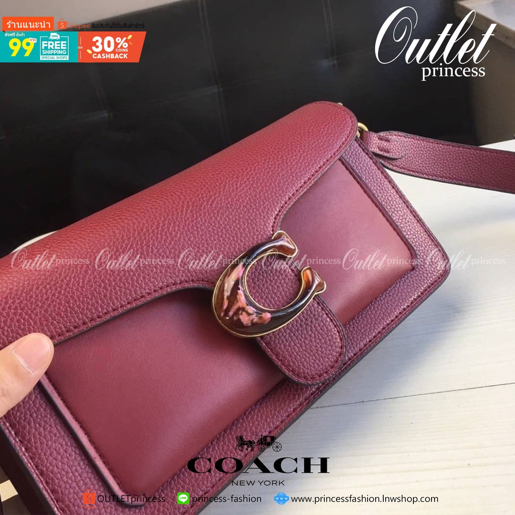 ของแท้ 💯% COACH Coach tabby convenience shoulder bag crossbody Product Details  Polished pebble leather Inside zip RED