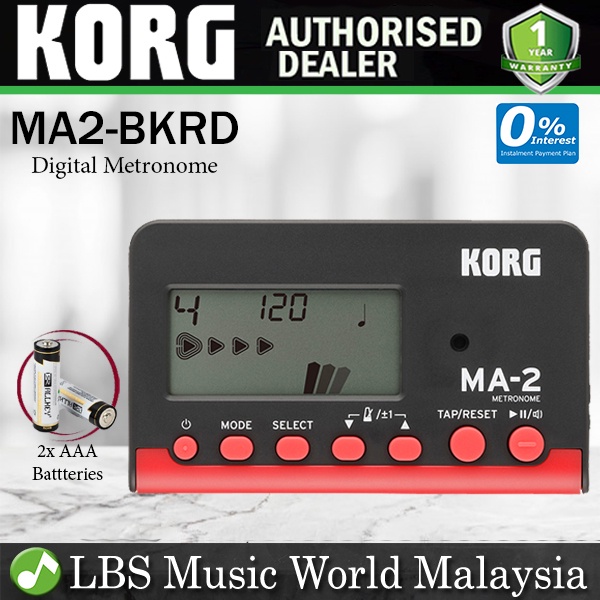 Korg MA2-BKRD LCD Pocket Digital Metronome สีดําแดง (MA2BKRD MA2 BKRD)