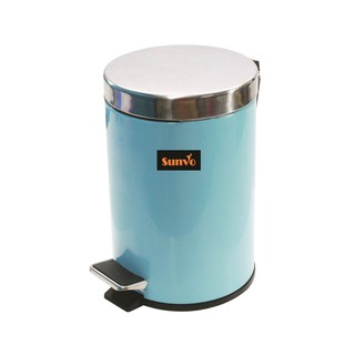 ถังขยะสแตนเลส 20 ลิตร สีฟ้า ซันโว Trashcan stainless steel 20 liters. Sanvo blue