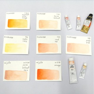 สีน้ำแบ่ง​ขาย​ใส่​แพน​ half​ pan​ 2​ml​ โทนสีเนื้อ​ สีผิว สีส้ม​ mijello​ , kusakabe​