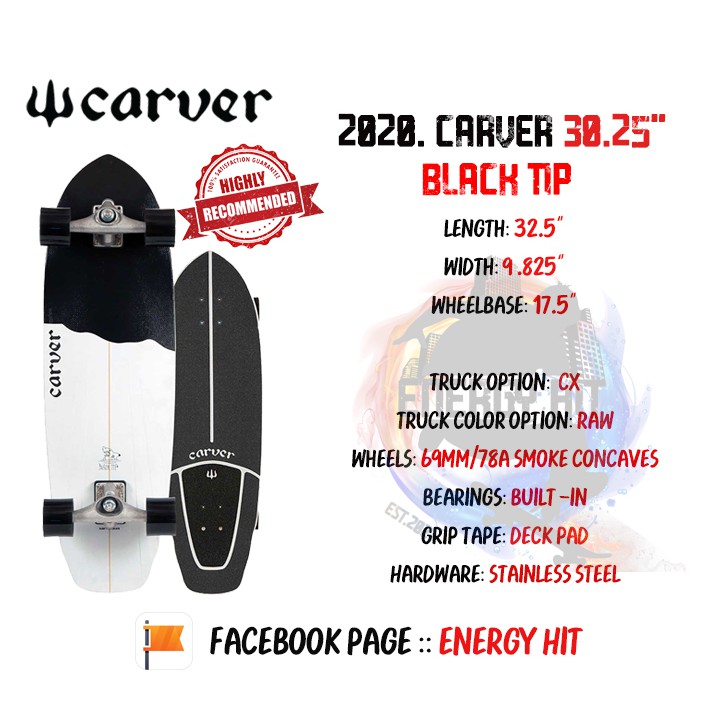 🔥 พร้อมส่ง 🔥 Carver | 🔱 2020 | 32.25" Black Tip Surfskate