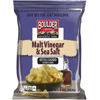 Boulder Canyon Malt Vinegar &amp; Sea Salt Chips 142g. โบลเดอร์ แคนยอนมอลต์ น้ำส้มสายชูและเกลือทะเลชิปส์ 142กรัม