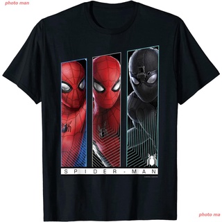 สไปเดอร์แมน tee เสื้อยืดSpider-Man Marvel Spider-Man Far From Home Suits Panel Poster T-Shirt coupleเสื้อยืดอินเทรนด์