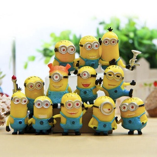 12 Pcs/Set Mini Minions 1.5" pvc Figures Doll Toy Gift Decorations Cake Toppers