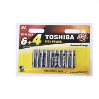 ถ่าน toshiba alkaline AAA 1.5V แพค 10 ก้อน