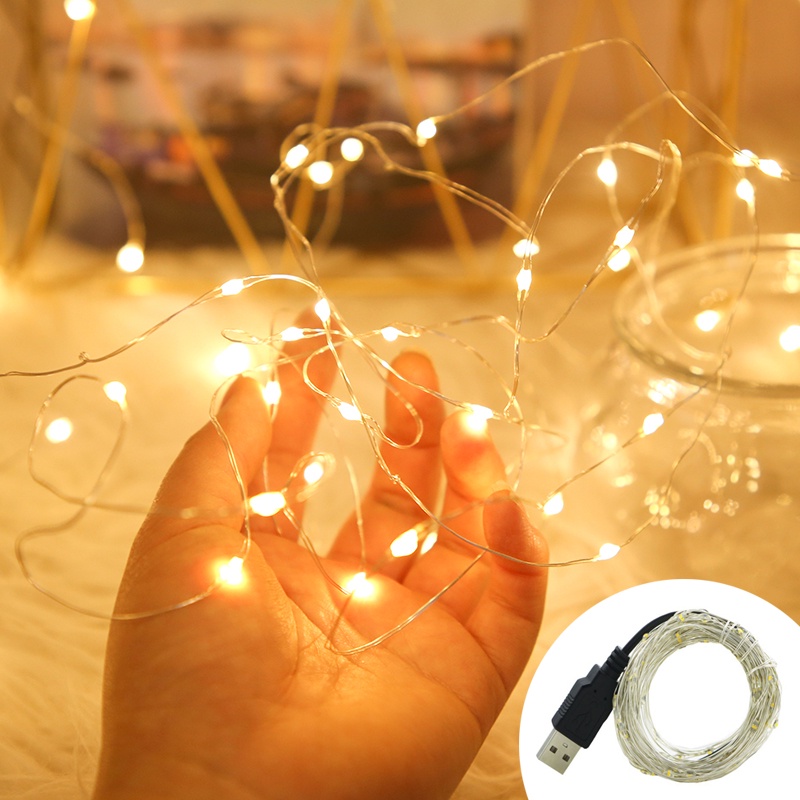 ไฟ LED String 2M 5M 10M USB Fairy Warm RGB Garland Home Christmas Wedding Party Decor RGB 2026 ของขวัญปีใหม่