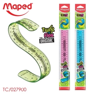ไม้บรรทัดพับได้ maped ยาว 20 และ 30 ซม.แบบยาง พับได้-งอได้ รุ่น twist เนื้อเจลใส (twist ruler)