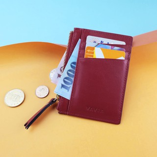 "Red" Vavia Zipped Card Purse หนังวัวแท้ มี 8 ช่องใส่บัตร และ 1 ช่องซิป