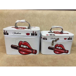 กระเป๋าเก็บเครื่องสำอาง แบบที่ 27  ขาวลิปสติก  Cosmetic bag &lt;พร้อมส่ง&gt;