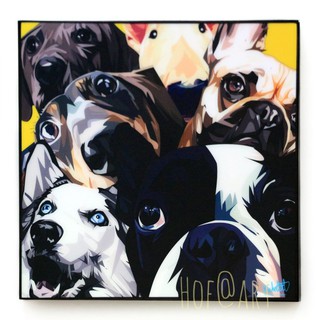 Dog หมา Puppies รูปภาพ​ติด​ผนัง​ pop art สุนัข สัตว์เลี้ยง แต่งบ้าน ของขวัญ กรอบรูป รูปภาพ