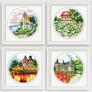 ชุดปักครอสติชพิมพ์ลาย วิว ทิวทัศน์ เมือง (Small landscape cross stitch kit)