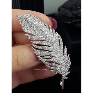 งานตัวแพง เข็มแข็งแรง ไม่อ่อน เพชรคัดเกรด !!!! Diamond Brooch  เข็มกลัดเพชรดีไซน์ใบไม้ งานเพชร CZ แท้ค่ะ