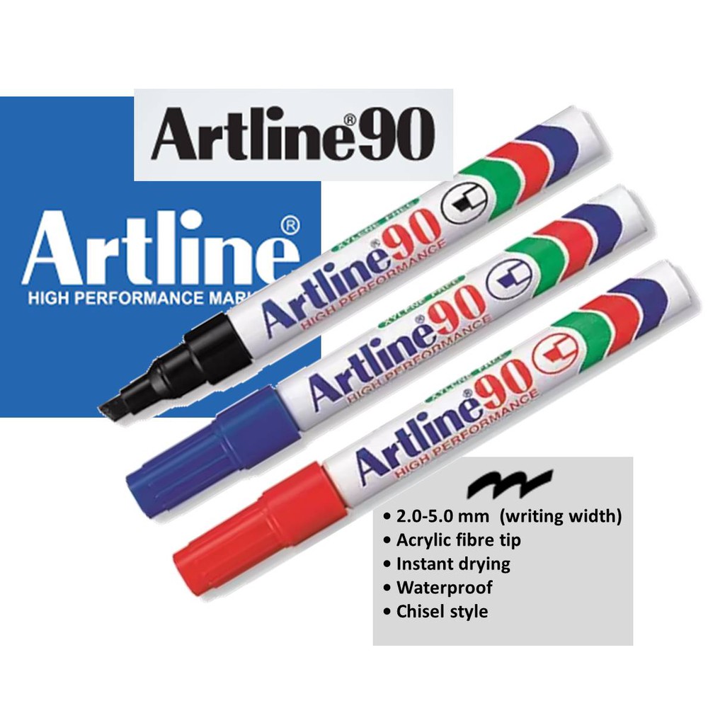 Artline 90 เคล็ดลับสิ่วมาร์กเกอร์ถาวร (ปากกามาร์กเกอร์ dakwat keal mata khat)